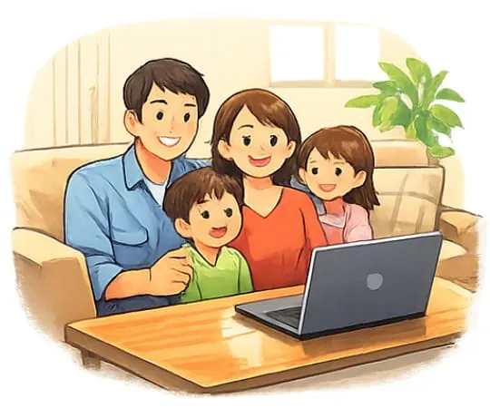 ビデオ相談３つのポイント：１．自宅にいながら、家族みんなで「安心相談」